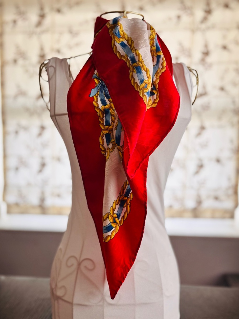 Vintage D’Argenlieu Paris Chain Print Scarf 33x34